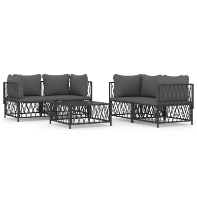 5 Piece Garden Lounge Set with Cushions Anthracite Steel