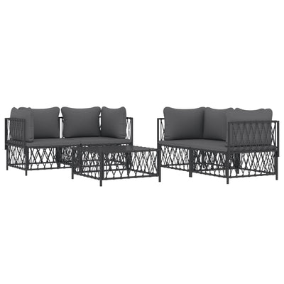 5 Piece Garden Lounge Set with Cushions Anthracite Steel