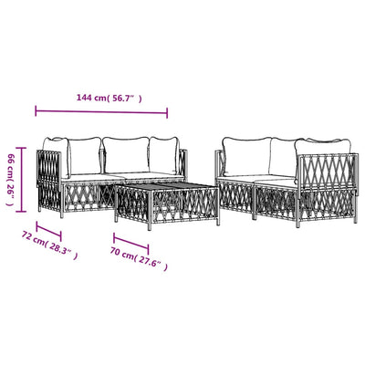 5 Piece Garden Lounge Set with Cushions Anthracite Steel