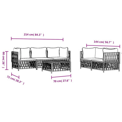 6 Piece Garden Lounge Set with Cushions White Steel