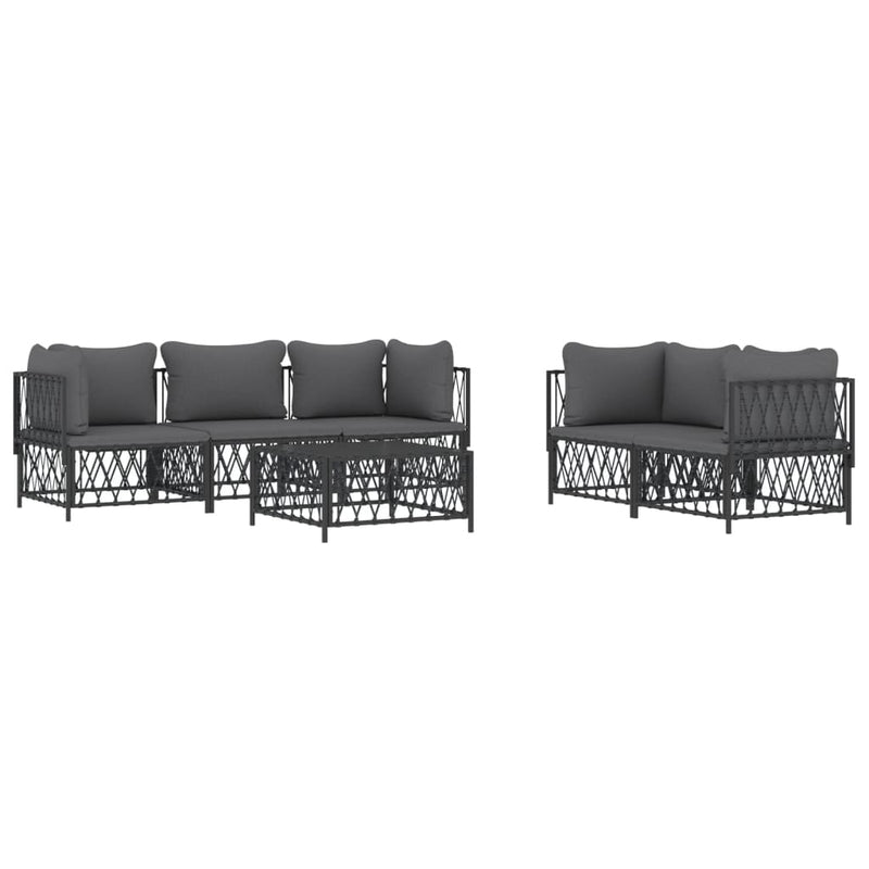 6 Piece Garden Lounge Set with Cushions Anthracite Steel