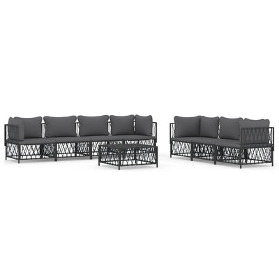 8 Piece Garden Lounge Set with Cushions Anthracite Steel