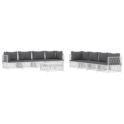 9 Piece Garden Lounge Set with Cushions White Steel