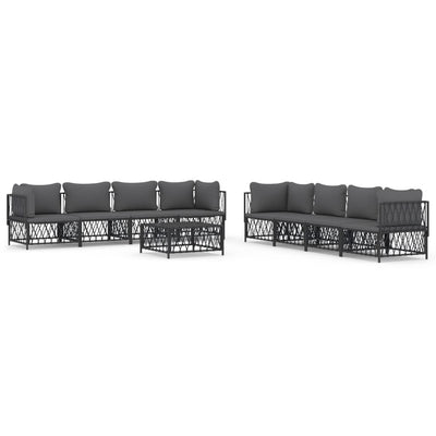 9 Piece Garden Lounge Set with Cushions Anthracite Steel