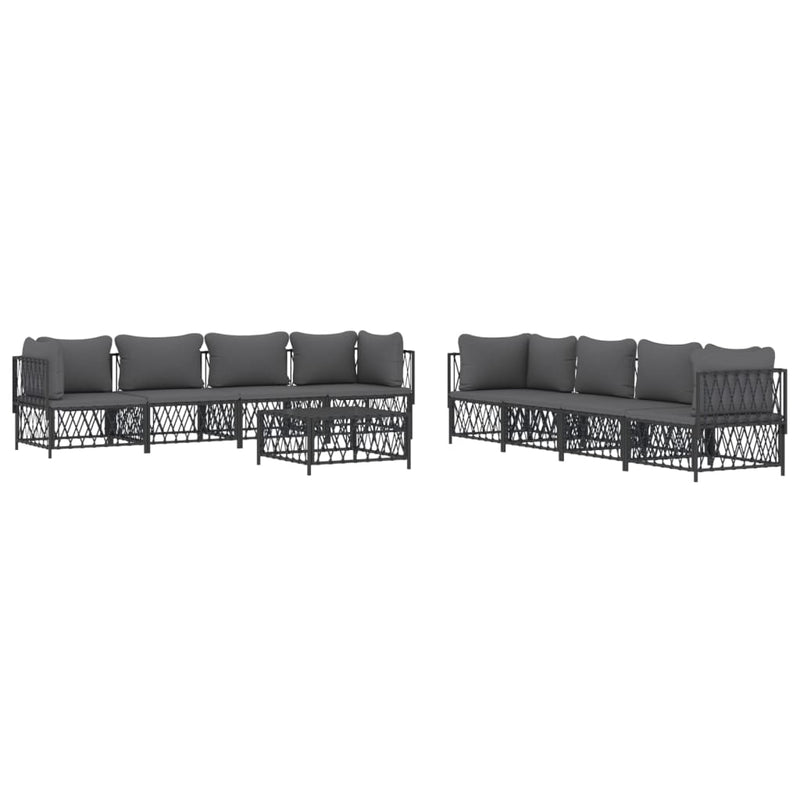 9 Piece Garden Lounge Set with Cushions Anthracite Steel