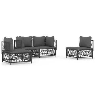 4 Piece Garden Lounge Set with Cushions Anthracite Steel