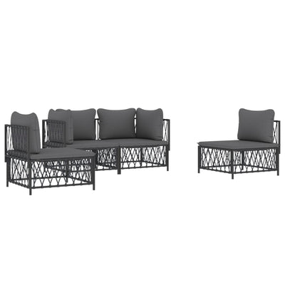 4 Piece Garden Lounge Set with Cushions Anthracite Steel