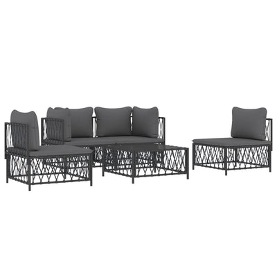 5 Piece Garden Lounge Set with Cushions Anthracite Steel