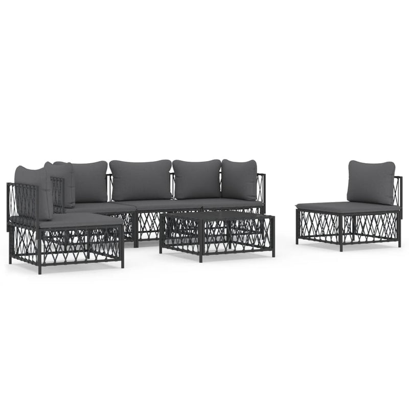 6 Piece Garden Lounge Set with Cushions Anthracite Steel