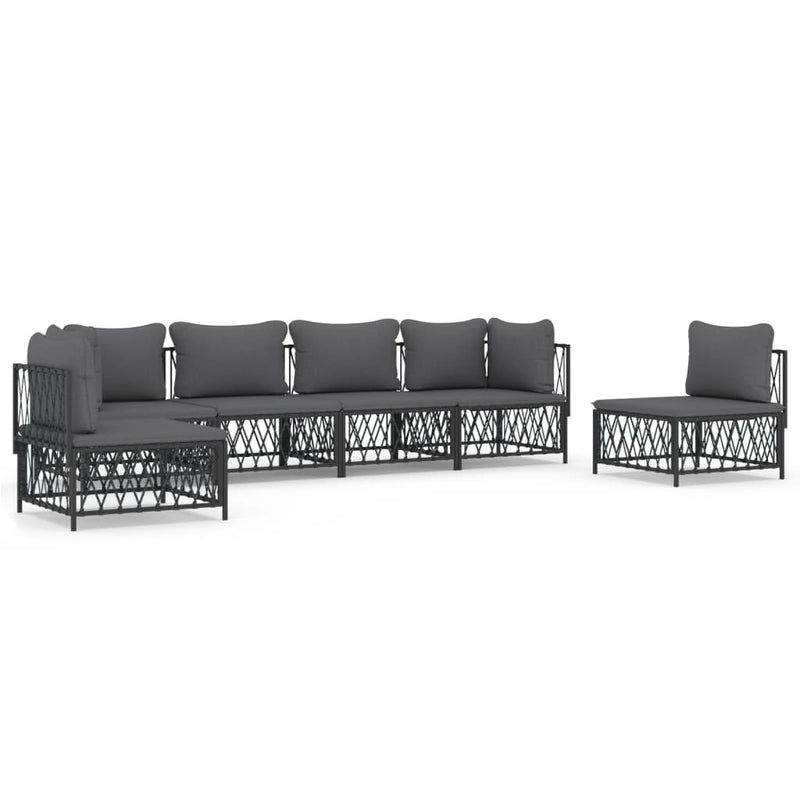 6 Piece Garden Lounge Set with Cushions Anthracite Steel