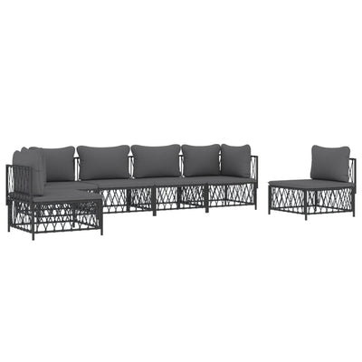 6 Piece Garden Lounge Set with Cushions Anthracite Steel