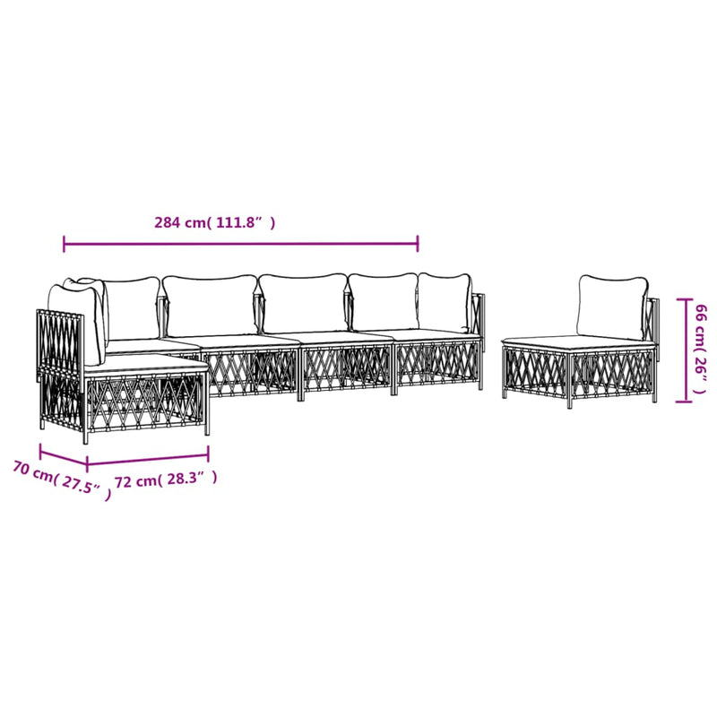 6 Piece Garden Lounge Set with Cushions Anthracite Steel