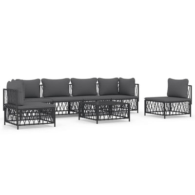 7 Piece Garden Lounge Set with Cushions Anthracite Steel