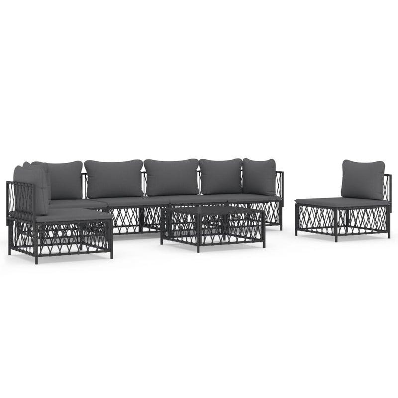 7 Piece Garden Lounge Set with Cushions Anthracite Steel