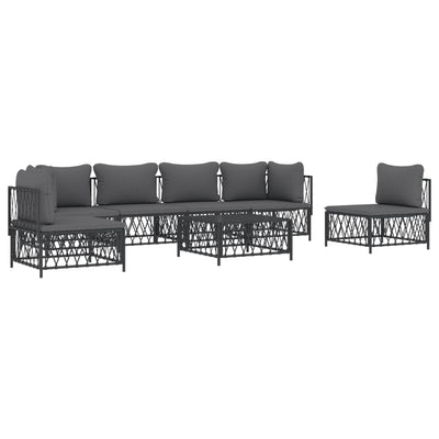 7 Piece Garden Lounge Set with Cushions Anthracite Steel