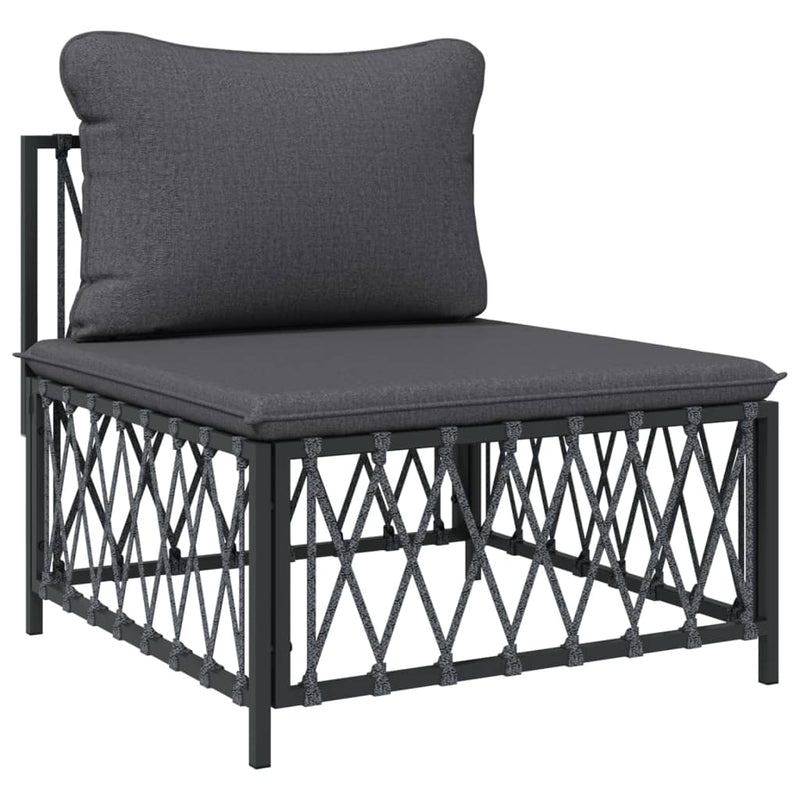 7 Piece Garden Lounge Set with Cushions Anthracite Steel