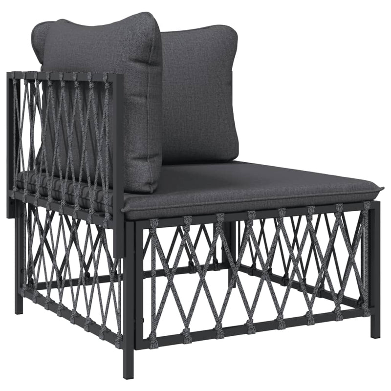 5 Piece Garden Lounge Set with Cushions Anthracite Steel