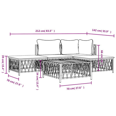 5 Piece Garden Lounge Set with Cushions Anthracite Steel