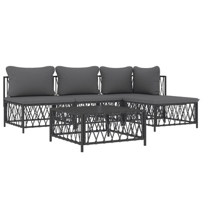 5 Piece Garden Lounge Set with Cushions Anthracite Steel