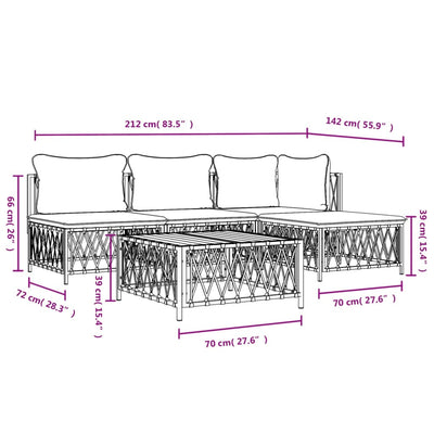 5 Piece Garden Lounge Set with Cushions Anthracite Steel