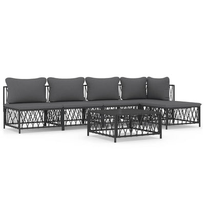 6 Piece Garden Lounge Set with Cushions Anthracite Steel