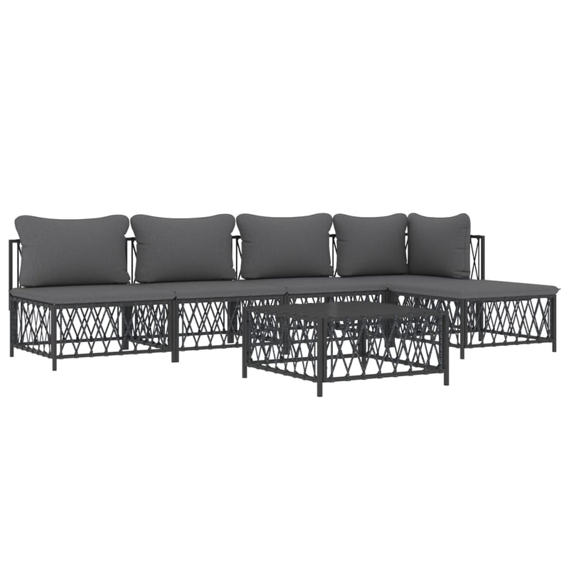 6 Piece Garden Lounge Set with Cushions Anthracite Steel