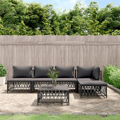 6 Piece Garden Lounge Set with Cushions Anthracite Steel