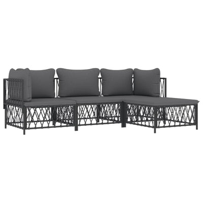 4 Piece Garden Lounge Set with Cushions Anthracite Steel