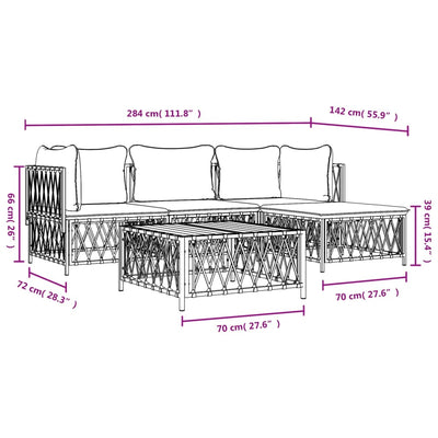 4 Piece Garden Lounge Set with Cushions Anthracite Steel