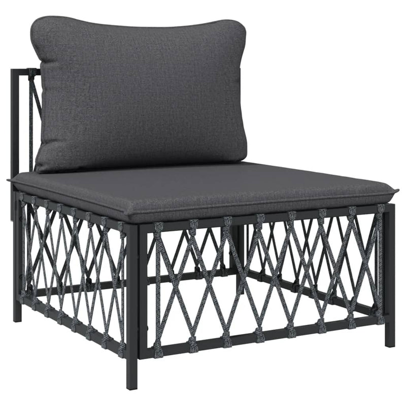 5 Piece Garden Lounge Set with Cushions Anthracite Steel