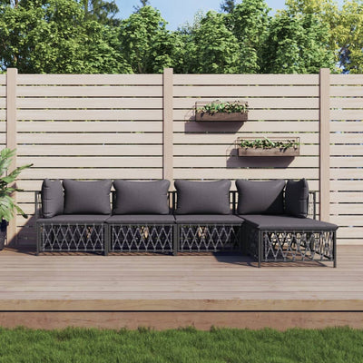 5 Piece Garden Lounge Set with Cushions Anthracite Steel