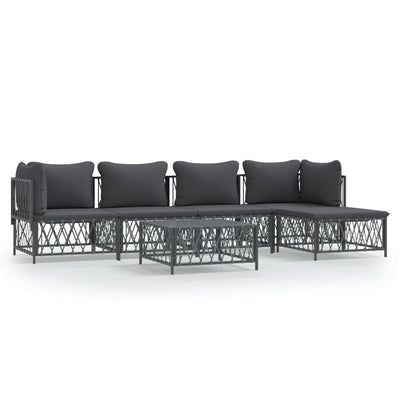 6 Piece Garden Lounge Set with Cushions Anthracite Steel