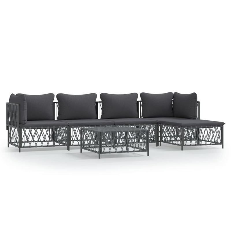 6 Piece Garden Lounge Set with Cushions Anthracite Steel