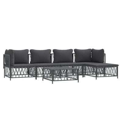 6 Piece Garden Lounge Set with Cushions Anthracite Steel