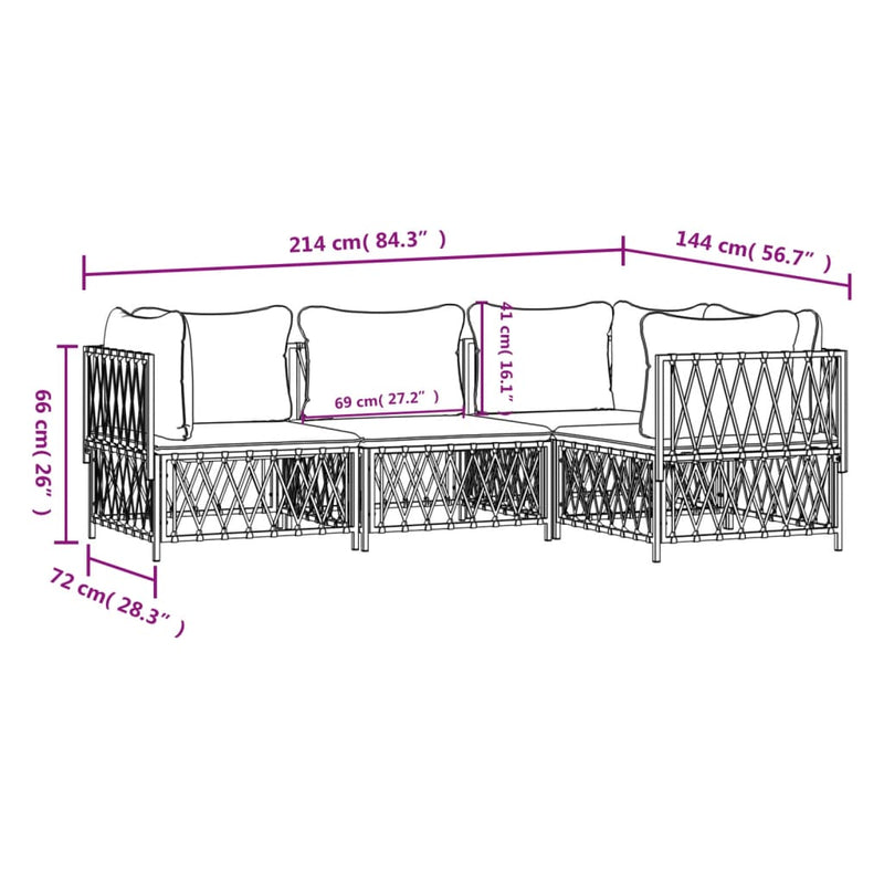 4 Piece Garden Lounge Set with Cushions Anthracite Steel