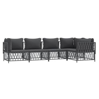 5 Piece Garden Lounge Set with Cushions Anthracite Steel