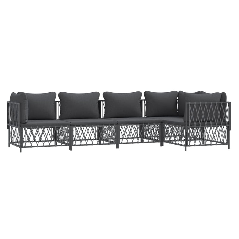 5 Piece Garden Lounge Set with Cushions Anthracite Steel