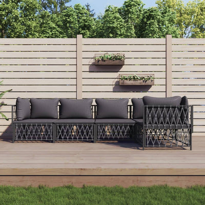 5 Piece Garden Lounge Set with Cushions Anthracite Steel