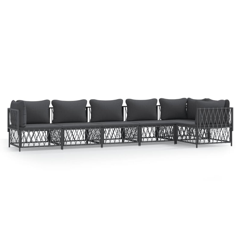 6 Piece Garden Lounge Set with Cushions Anthracite Steel