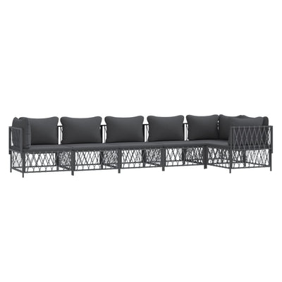 6 Piece Garden Lounge Set with Cushions Anthracite Steel