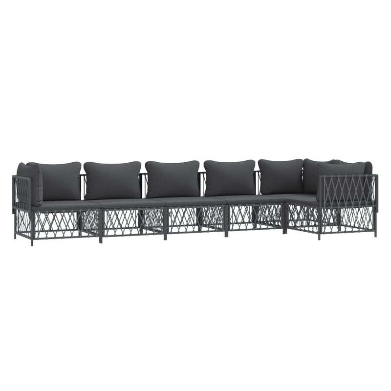 6 Piece Garden Lounge Set with Cushions Anthracite Steel