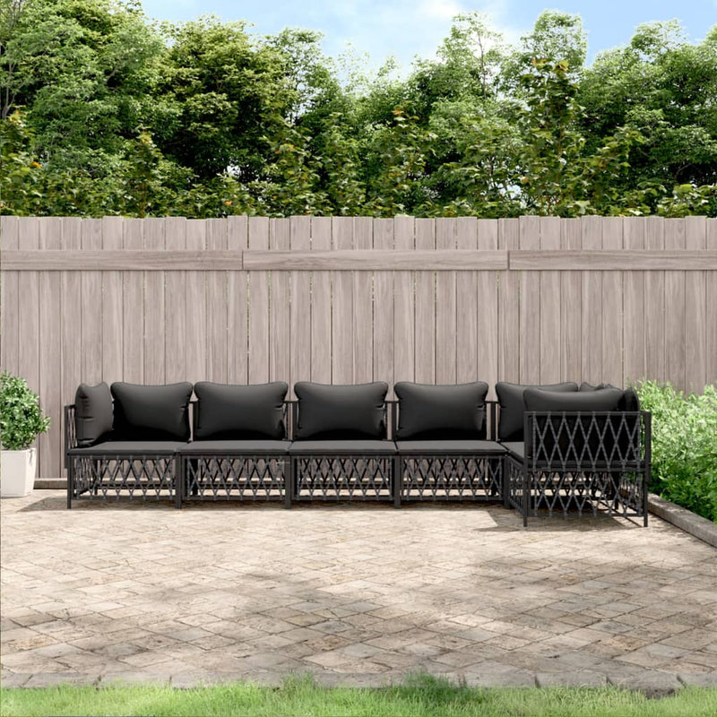 6 Piece Garden Lounge Set with Cushions Anthracite Steel