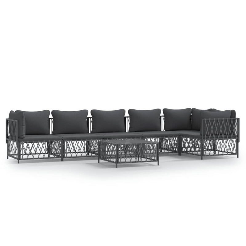 7 Piece Garden Lounge Set with Cushions Anthracite Steel