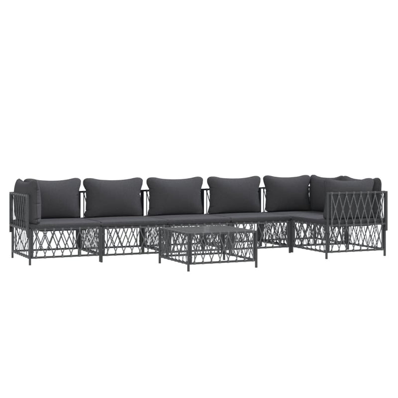 7 Piece Garden Lounge Set with Cushions Anthracite Steel