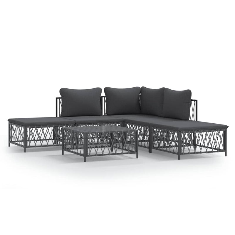 6 Piece Garden Lounge Set with Cushions Anthracite Steel