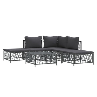 6 Piece Garden Lounge Set with Cushions Anthracite Steel