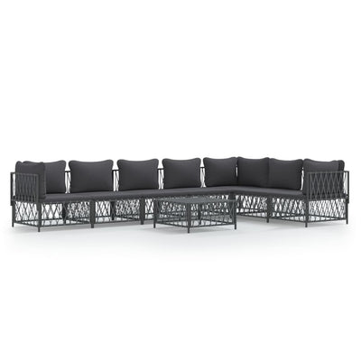 8 Piece Garden Lounge Set with Cushions Anthracite Steel