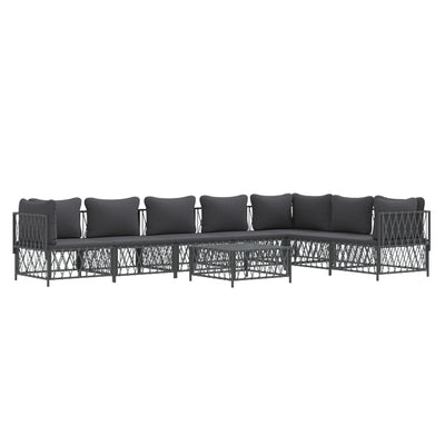 8 Piece Garden Lounge Set with Cushions Anthracite Steel