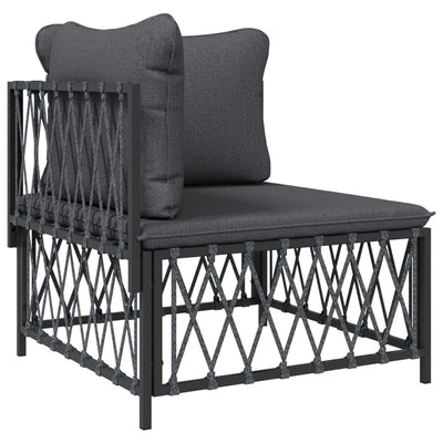 8 Piece Garden Lounge Set with Cushions Anthracite Steel