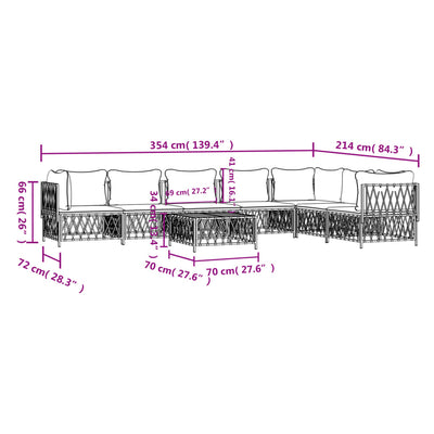 8 Piece Garden Lounge Set with Cushions Anthracite Steel